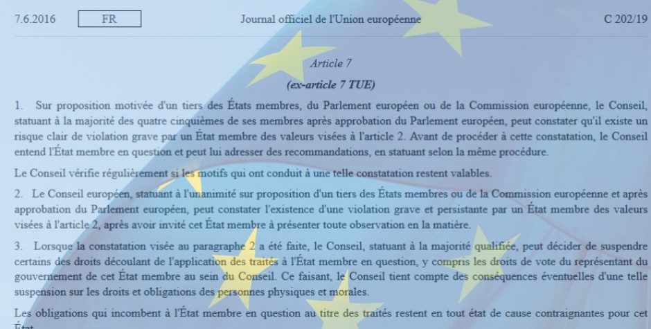 Picture of Article 7 of the Treaty on European Union