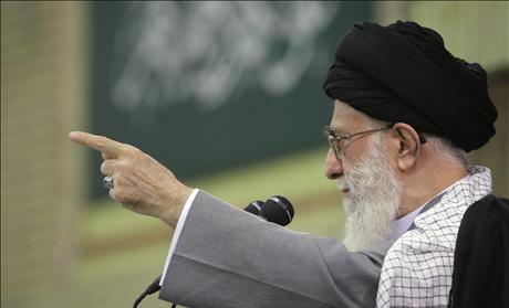 Iran's Supreme Leader Ayatollah Khamenei speaks to his supporters in Tehran