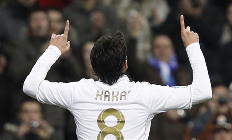 Real Madrid's Kaka celebrates his goal against Real Zaragoza during their Spanish first division soccer match at Santiago Bernabeu stadium in Madrid