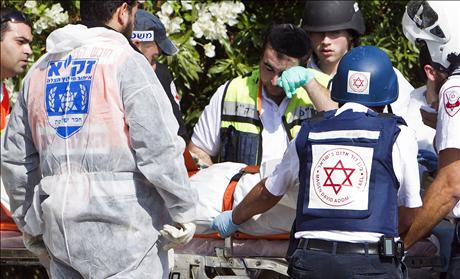 Israeli medics after rocket attack