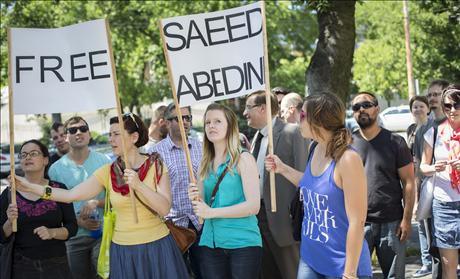 Protesters for Pastor Saeed in Hungary