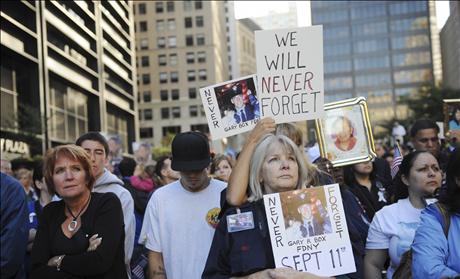 Family members of victims attend 9/11 ceremonies marking the ninth anniversary of the attacks, in New York