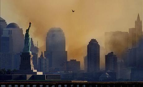 File picture shows smoke from the remains of New York's World Trade Center