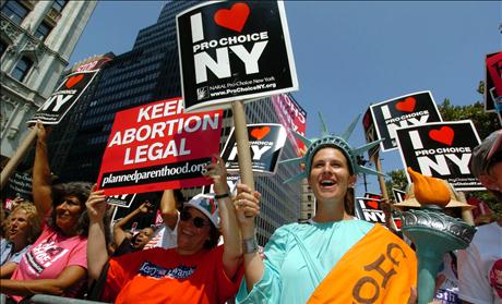 Statue of Liberty at Planned Parenthood rally.