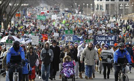 Pro-life protesters walk during their annual March for Life in Washington
