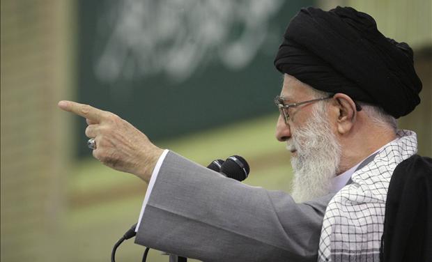 Iran's Supreme Leader Ayatollah Khamenei speaks to his supporters in Tehran