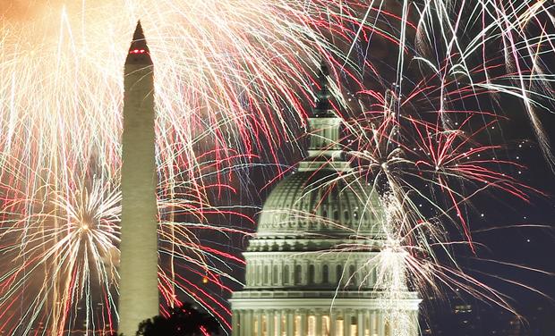  Fireworks light up the sky over the United States Capitol dome and the Washington Monument as the U.S. celebrates its 235th Independence Day in Washington