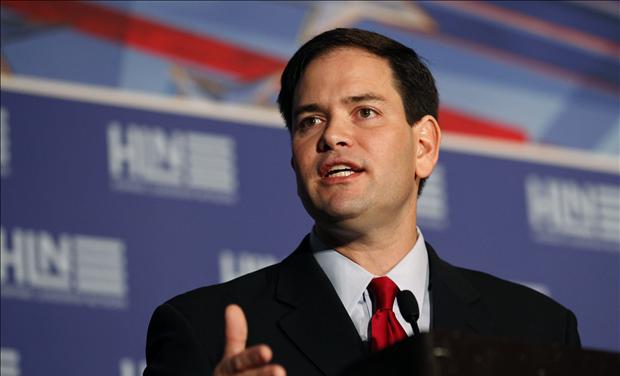 U.S. Senator Marco Rubio (R-FL) speaks at a meeting of the Hispanic Leadership Network in Doral