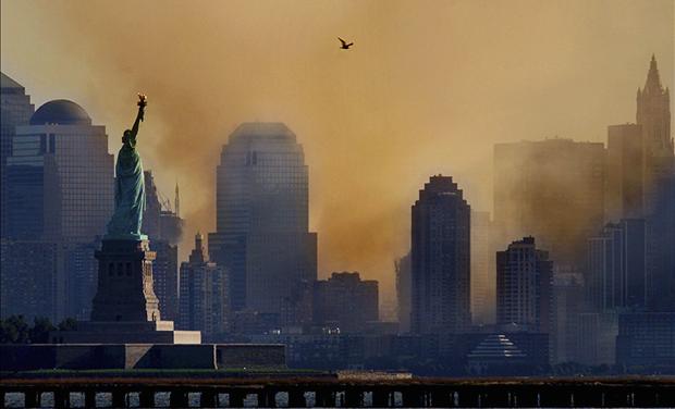 File picture shows smoke from the remains of New York's World Trade Center