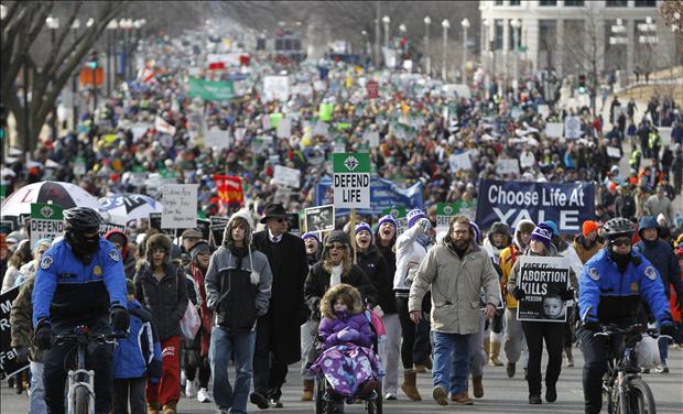 Pro-life protesters walk during their annual March for Life in Washington