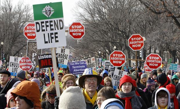 Pro-life protesters are pictured during their annual March for Life in Washington