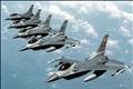 File photo of five U.S. Air Force F-16 "Fighting Falcon" jets flying in echelon formation over the U.S. en route to an exercise