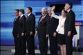 Republican presidential candidates pose before the Republican Party presidential candidates debate in Sioux City 