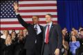 U.S. President Obama waves with Cordray during a trip Cleveland 