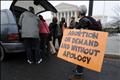 Abortion rights protestors arrive to prepare for a counter protest against March for Life anti-abortion demonstrators on the 39th anniversary of the Roe vs Wade decision, in front of the U.S. Supreme Court building in Washington