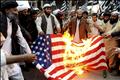 Supporters of religious party Jamiat-e-Ulema-e-Islam burn a U.S. flag to protest against the conviction of a Pakistani woman by a U.S. court, during a rally in Quetta