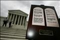 Stone tablets depicting the Ten Commandments are shown outside the Supreme Court in Washington