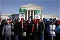 Pro-life protesters are pictured outside the U.S. Supreme Court during their annual March for Life in Washington