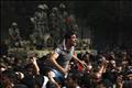 A protester reacts during demonstrations in Cairo