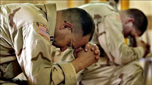 United States Army Chaplain Tim Meader (L) and Chaplain William Lovell, both from Fort Carson, Colorado